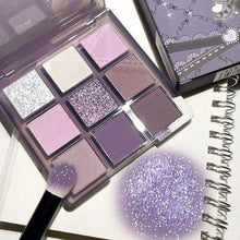  Music Festival Makeup 9 Color Purple Tones Eyeshadow Palette, Matte Glitter Shimmering Eye Shadow Makeup Palette, High Pigmented Colorful Eye Makeup Product
