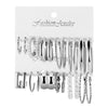 12pcs Of Suit Silver Alloy Earrings