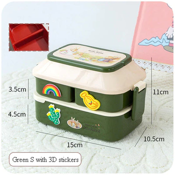 Kawaii Portable Lunch Box for Girls School Kids Plastic Picnic Bento Box Microwave Food Box with Compartments Storage Containers