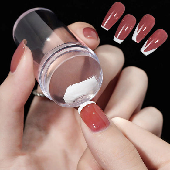 Transparent Nail Stamper with Scraper 2Pcs Jelly Silicone Stamp for French Nails Manicuring Kits Nail Art Stamping Tool Set