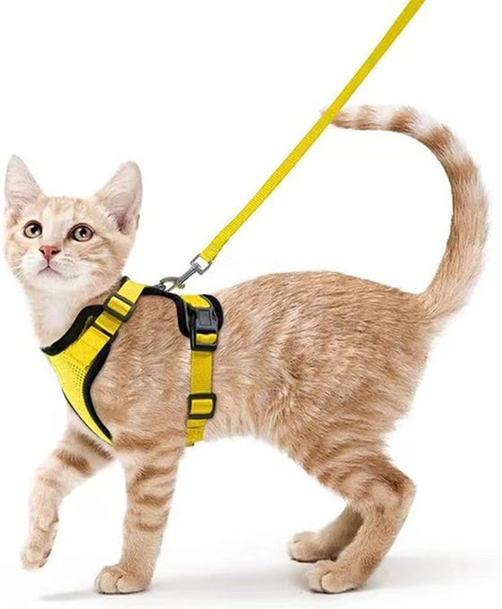 ATUBAN Cat Harness and Leash for Walking,Escape Proof Soft Adjustable Vest Harnesses for Cat,Breathable Reflective Strips Jacket