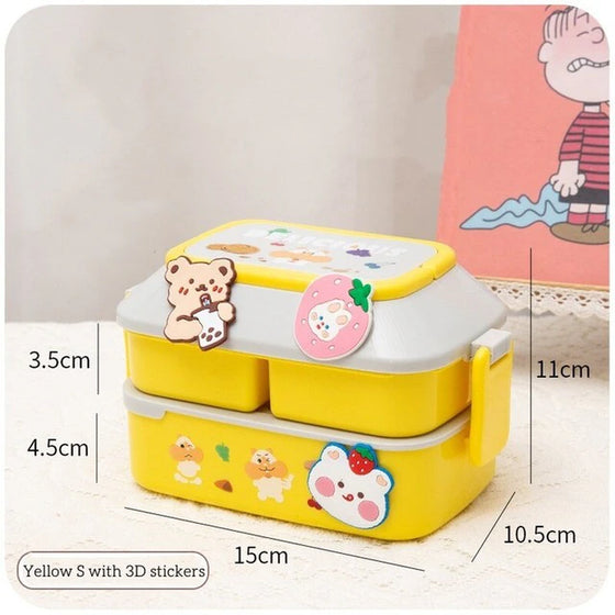 Kawaii Portable Lunch Box for Girls School Kids Plastic Picnic Bento Box Microwave Food Box with Compartments Storage Containers