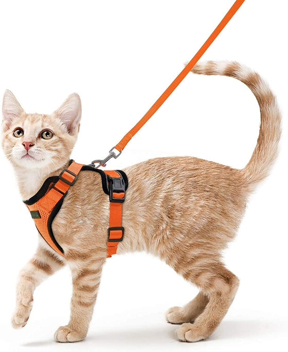 ATUBAN Cat Harness and Leash for Walking,Escape Proof Soft Adjustable Vest Harnesses for Cat,Breathable Reflective Strips Jacket