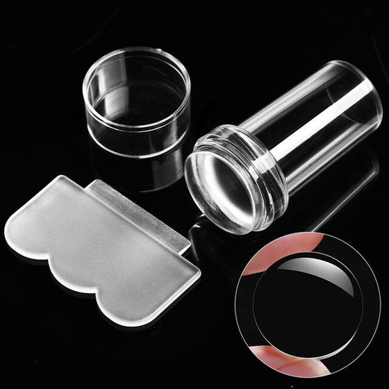 Transparent Nail Stamper with Scraper 2Pcs Jelly Silicone Stamp for French Nails Manicuring Kits Nail Art Stamping Tool Set