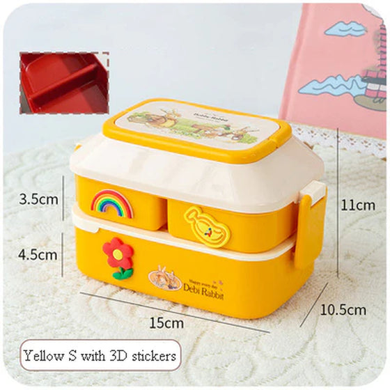 Kawaii Portable Lunch Box for Girls School Kids Plastic Picnic Bento Box Microwave Food Box with Compartments Storage Containers