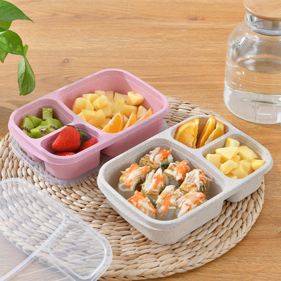 Microwave Lunch Box Wheat Straw Dinnerware Food Storage Container Children Kids School Office Portable Bento Box Lunch Bag