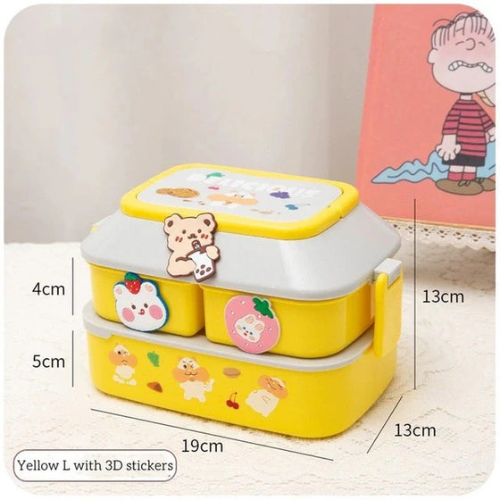 Kawaii Portable Lunch Box for Girls School Kids Plastic Picnic Bento Box Microwave Food Box with Compartments Storage Containers