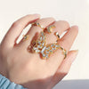 Vintage Bohemian Wave Flower Rings Set For Women