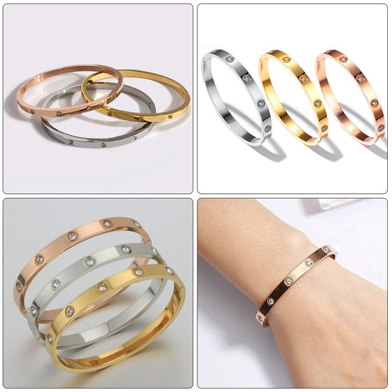 Titanium/Stainless Steel Bangle Bracelet