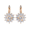 BAMOER 3 Colors Luxury Gold Color Flower Stud Earrings with Zircon Stone