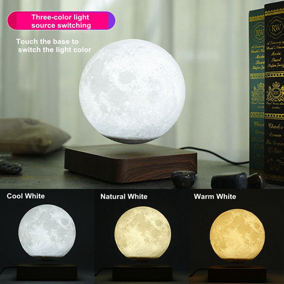 Creative 3D Magnetic Levitation Moon Lamp LED Night Light 14cm Rotating