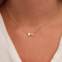  Dainty Initial Necklace with a Heart