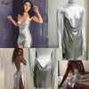 Sexy Backless y2k Metal Party Summer Dress Women Beach Night club Mini slip dress Glitter Sequin ladies Dresses 2022 Vestidos HL