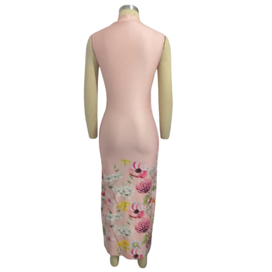 2022 Fashion Summer Women Casual Sleeveless Floral Print Elegant Dress