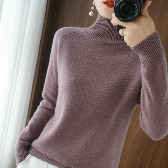 Turtleneck Pullover Fall/winter 2022 Cashmere Sweater Women Pure Color Casual Long-sleeved Loose Pullover Bottoming Women&#39;s