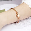 Rose gold Color Stainless Steel Heart Bracelet Bangle With Letter Fashion Initial Alphabet Charms Bracelets For Women