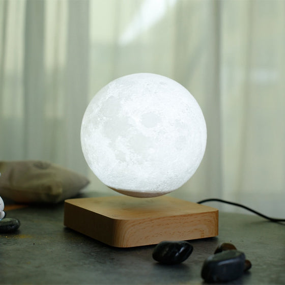 Creative 3D Magnetic Levitation Moon Lamp LED Night Light 14cm Rotating