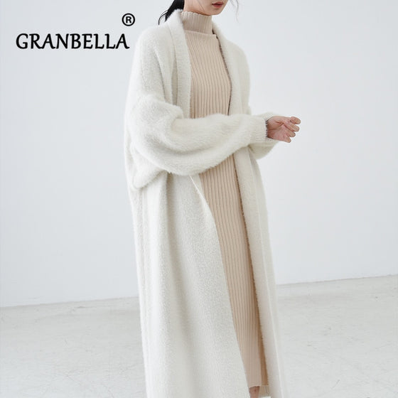 European Luxury Long Faux Mink Fur Cardigans  New 2022 X-long Hot fall  Winter Women's Sweaters Oversize Coats wholesale  Pull