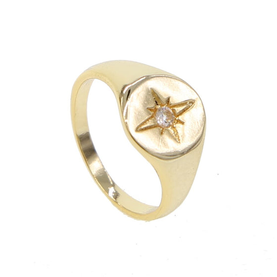 Gold Filled round geometric star ring