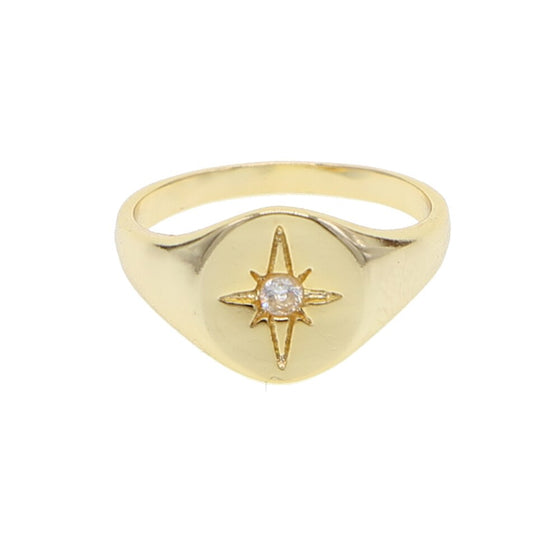 Gold Filled round geometric star ring