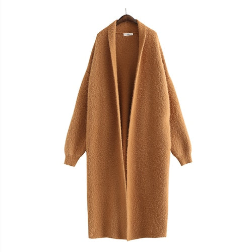 European Luxury Long Faux Mink Fur Cardigans  New 2022 X-long Hot fall  Winter Women's Sweaters Oversize Coats wholesale  Pull