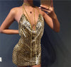 Sexy Backless y2k Metal Party Summer Dress Women Beach Night club Mini slip dress Glitter Sequin ladies Dresses 2022 Vestidos HL