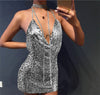 Sexy Backless y2k Metal Party Summer Dress Women Beach Night club Mini slip dress Glitter Sequin ladies Dresses 2022 Vestidos HL