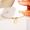 Stainless Steel Open Bracelet Gold Coloured Heart