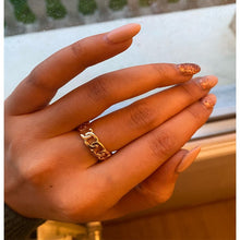  Gold Color Plating Chain Shape RING 7mm Wide For Unisex Vintage