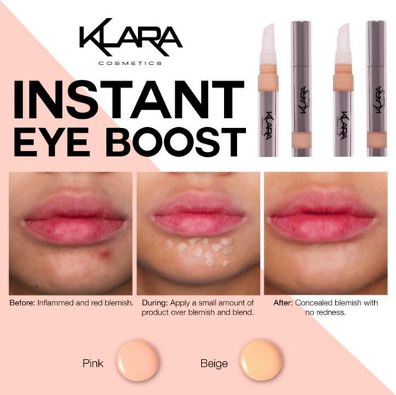 Klara Cosmetics Eye Boost Concealer before and after application on the chin