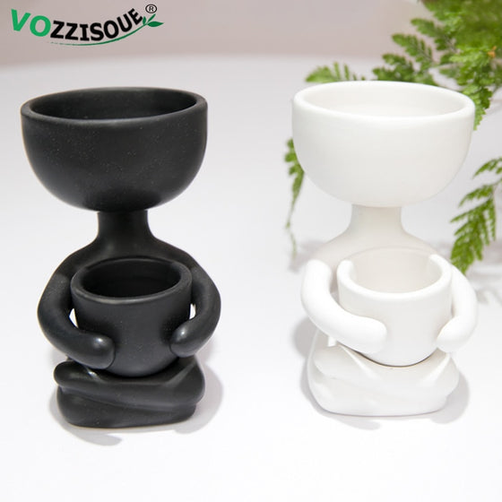 Creative Cute Imitation Humanoid Ceramic Flower Pot