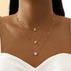 Crystal Zircon Heart Star Charm Layered Pendant Necklace Set for Women Charms Fashion