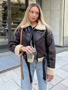  Vintage Faux Leather Jacket