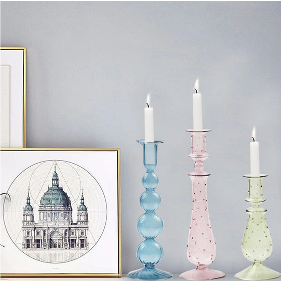 Retro European Glass Candle Holder