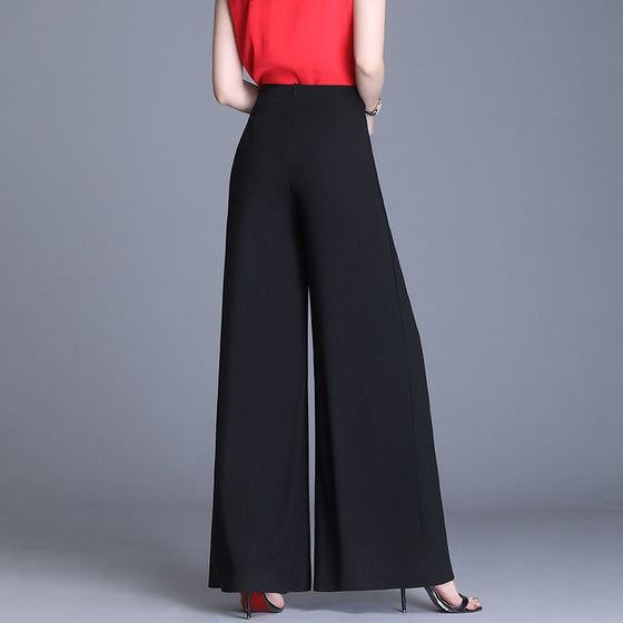 High Waisted Chiffon Wide Leg Pants