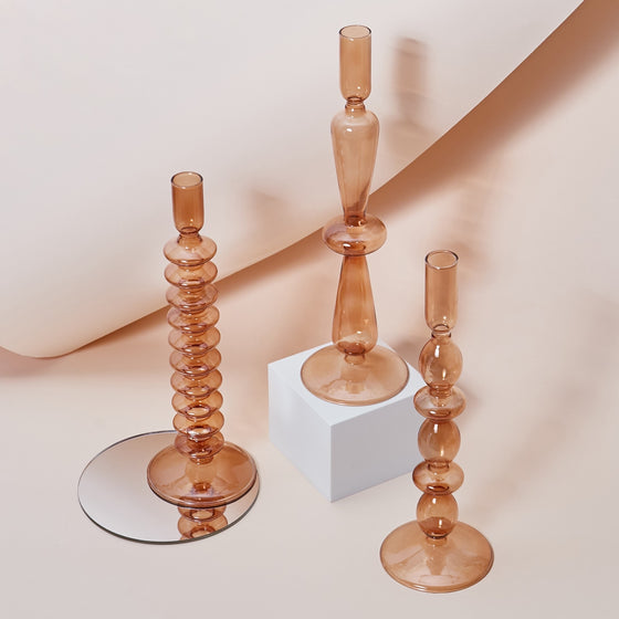 Glass Candle Stick Holders