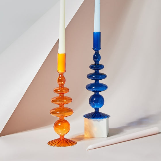 Retro Glass Candlesticks