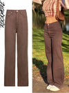 Rockmore Brown Vintage Baggy Jeans Women 90s Streetwear Pockets Wide Leg Cargo Pants Low Waist Straight Denim Trousers 2021