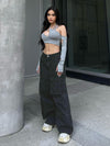 Rockmore Brown Vintage Baggy Jeans Women 90s Streetwear Pockets Wide Leg Cargo Pants Low Waist Straight Denim Trousers 2021