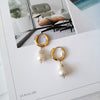 Pearl Drop Earrings (Gold & White)