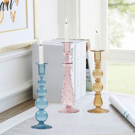 Retro European Glass Candle Holder