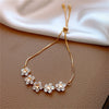 Elegant Inlaid Rhinestone Korean Bracelets Gold Colour Flower Charm Bracelet