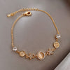 Elegant Inlaid Rhinestone Korean Bracelets Gold Colour Flower Charm Bracelet