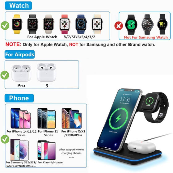 3 in 1 15W Fast Wireless Charger