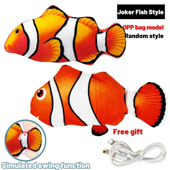 Pet Fish Toy Soft Plush Toy USB Charger Fish Cat 3D Simulation Dancing Wiggle Interaction Supplies Favors Cat Pet Chewing Toy