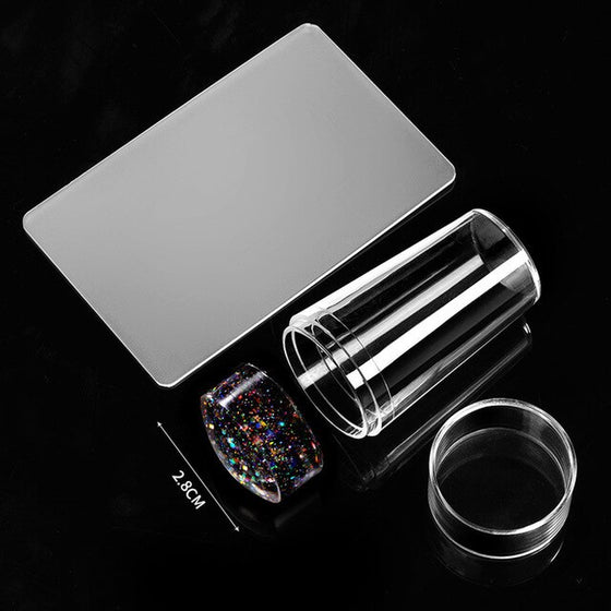 Transparent Nail Stamper with Scraper 2Pcs Jelly Silicone Stamp for French Nails Manicuring Kits Nail Art Stamping Tool Set