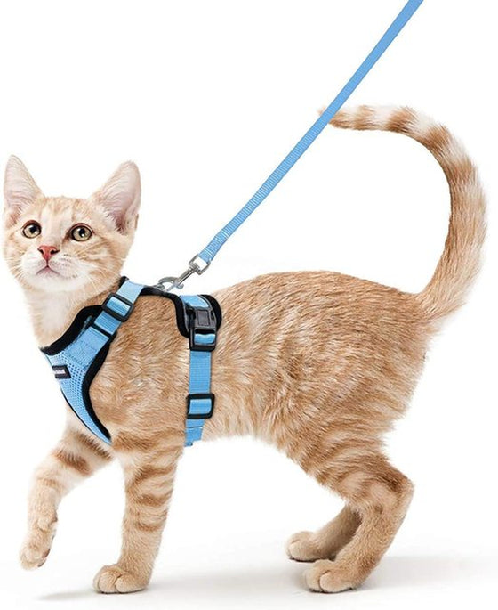 ATUBAN Cat Harness and Leash for Walking,Escape Proof Soft Adjustable Vest Harnesses for Cat,Breathable Reflective Strips Jacket