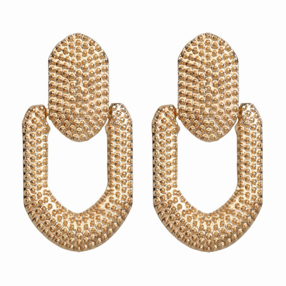 Geometric Gold Metal Pendant  Statement Earrings - Deal Digga