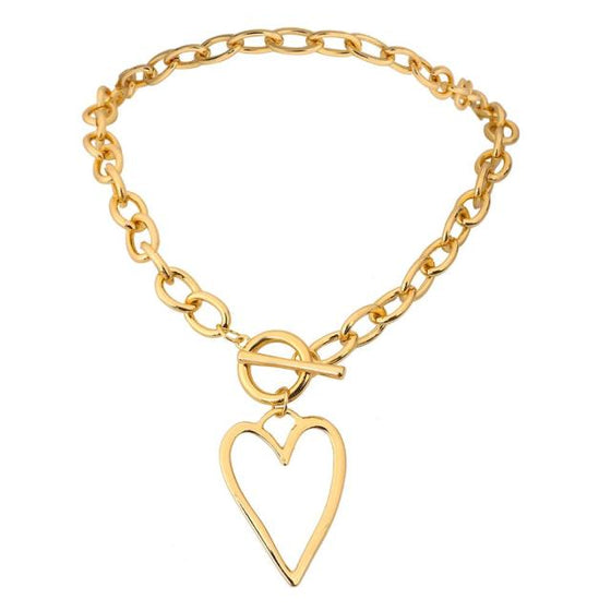 Hollow Heart Gold Chain - Deal Digga