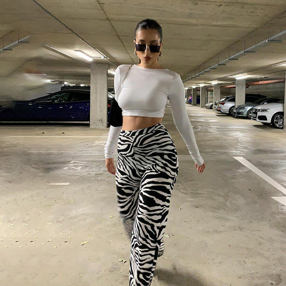 Braelynn | Zebra Print Wide Leg Pants - Deal Digga